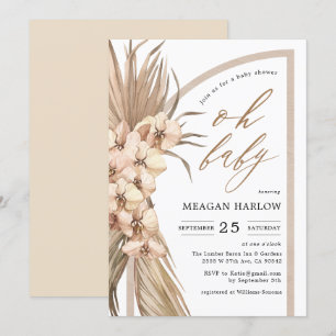 Boho Pampas Grass Oh Baby shower Invitation