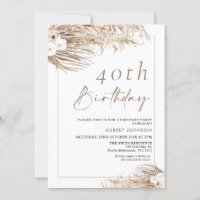 Boho Pampas Grass Orchards Frame Birthday