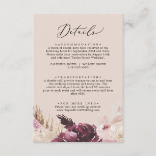 Boho Pampas Grass   Peach Details Enclosure Card