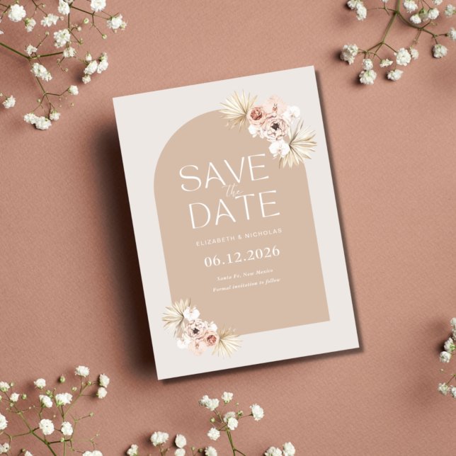 Boho Pampas Grass Photo Wedding Save The Date (Creator Uploaded)