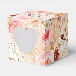 Boho Pampas Grass Pink Flower Baby Girl Shower Fav Favor Box
