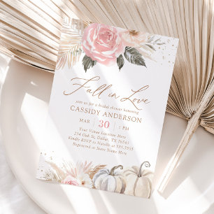 Boho Pampas Grass Pumpkin Fall Bridal Shower Invitation