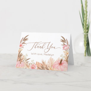 Boho Pampas Grass Pumpkin thank you card