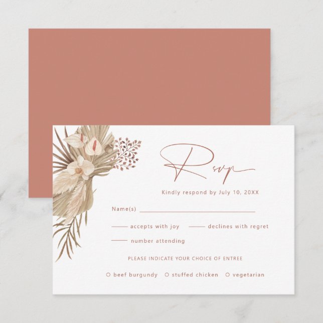 Boho Pampas Grass RSVP Reply Card (Front/Back)
