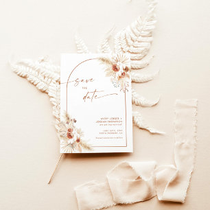 Boho Pampas Grass Save the Date Invite
