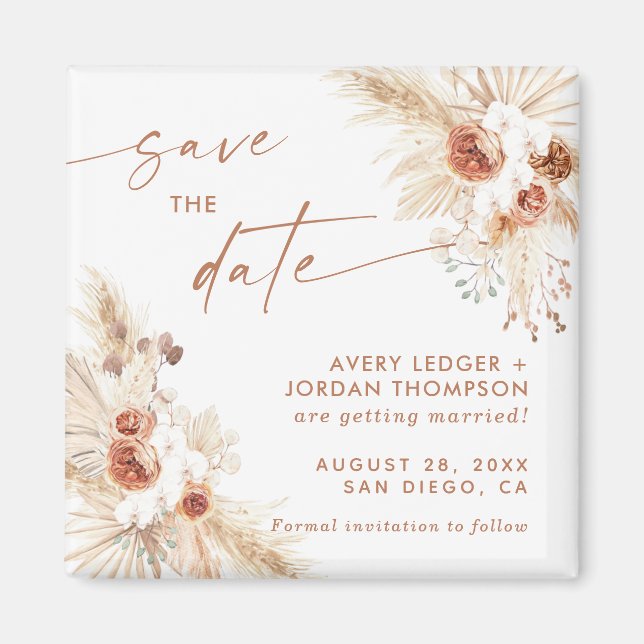Boho Pampas Grass Save the Date Magnet (Front)