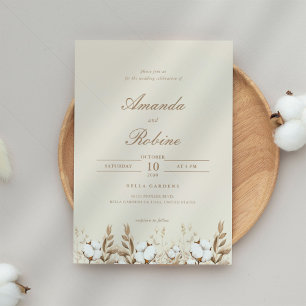 Boho-Pampas Grass Simple Wedding Invitation