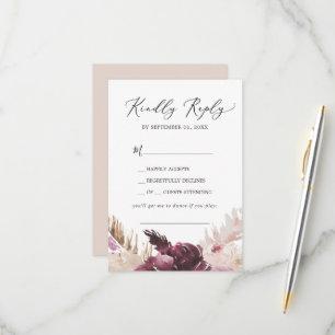 Boho Pampas Grass Song Request RSVP Card