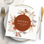 Boho Pampas Grass Terracotta Bridal Shower Napkin<br><div class="desc">Boho bridal shower napkins in terracotta burnt orange and white. Beautiful modern minimalist design with hand painted botanical accents. Features pampas dried grass,  banana leaves and roses. Trendy bohemian desert theme perfect for fall,  winter,  spring or summer. Perfect for a stylish bridal shower.</div>