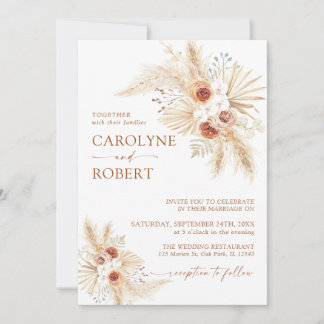 Boho Pampas Grass Terracotta Faire-part de mariage