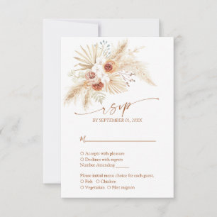 Boho Pampas Grass Terracotta Wedding RSVP Card
