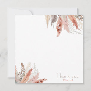 Boho pampas grass thank cards 