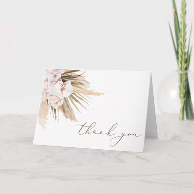 Boho Pampas Grass Thank You Card (Front)