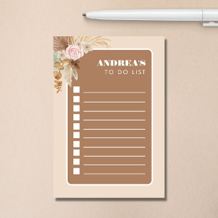 Boho Pampas Grass Tropical To Do List Checklist Post-it Notes