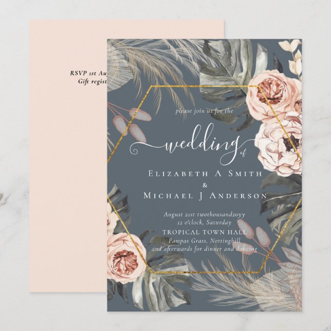BOHO PAMPAS GRASS TROPICAL Wedding (Front/Back)