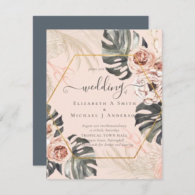 BOHO PAMPAS GRASS TROPICAL Wedding (Front/Back)