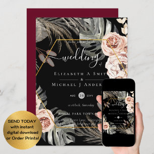 BOHO PAMPAS GRASS TROPICAL Wedding Invitation
