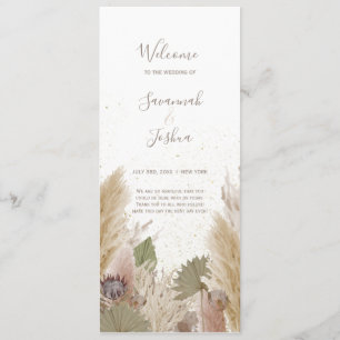BOHO PAMPAS GRASS WATERCOLOR WEDDING PROGRAM