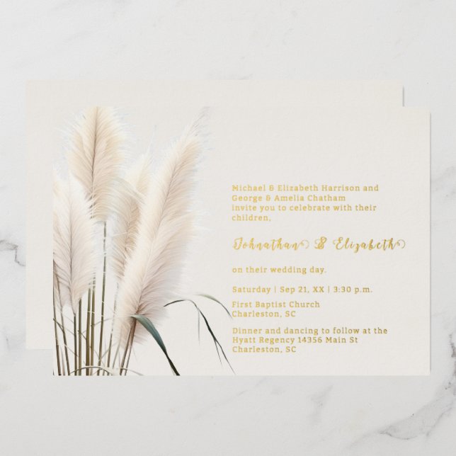 Boho Pampas Grass Wedding (Front/Back)