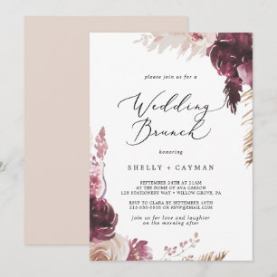 Boho Pampas Grass Wedding Brunch Invitation