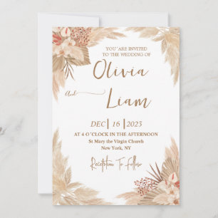 Boho Pampas Grass Wedding Invitation