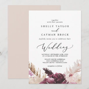 Boho Pampas Grass Wedding Invitation