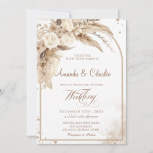 Boho Pampas Grass  Wedding  Invitation