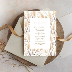 Boho Pampas Grass Wedding Invitation