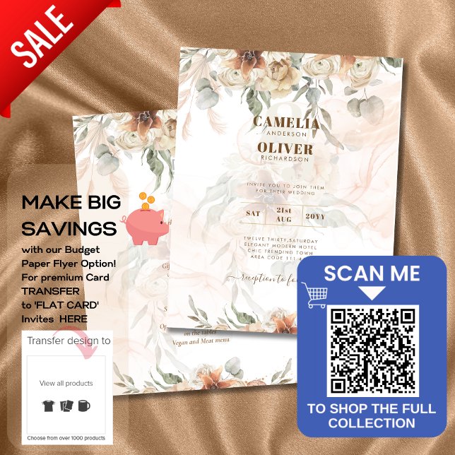 Boho Pampas Grass Wedding Invite Digital Download Flyer (Creator Uploaded)