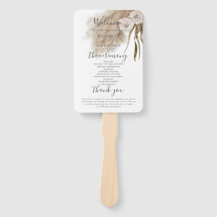 Boho Pampas Grass Wedding Program Hand Fan