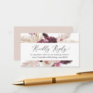 Boho Pampas Grass Wedding Website RSVP Enclosure Card