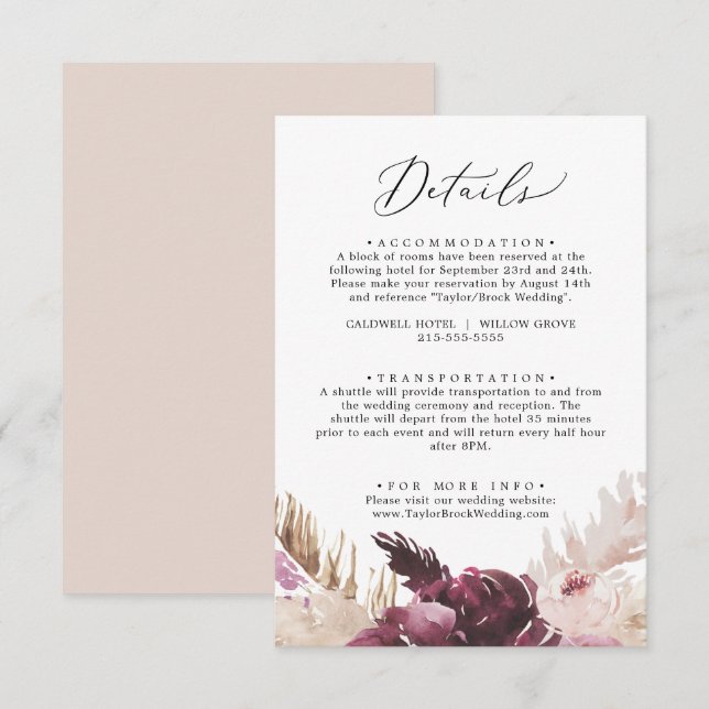 Boho Pampas Gris Détails Carte de boîtier (Devant / Derrière)