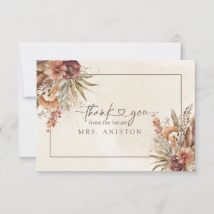 Boho pampas herbe douche nuptiale carte de remerci