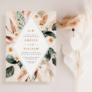 boho pampas herbe faire-part de mariage