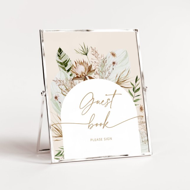 Boho pampas herbe signe l'affiche du livre d'or (Créateur téléchargé)
