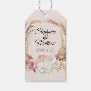 Boho Pampas Palm Foliage Cream Blush Floral Rustic Gift Tags