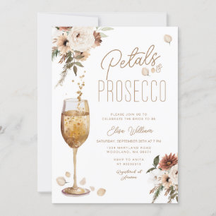 Boho Pampas Petals and Prosecco Bridal Shower  Invitation