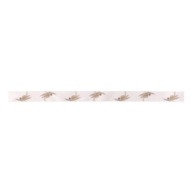 Boho Pampas Pink Ribbon Satin Ribbon (Front)