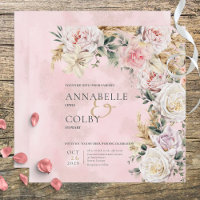 Boho Pampas & Pink Roses Square Wedding