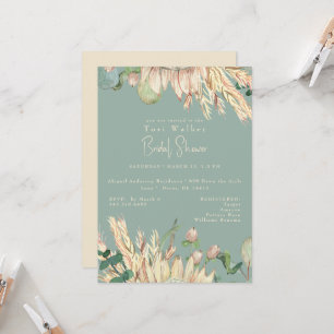 Boho Pampas Sage Bridal Shower Invitation