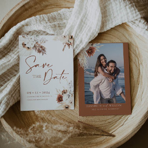 Boho Pampas Save the Date Invitation