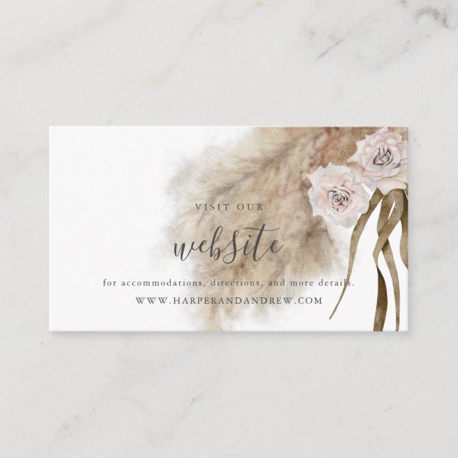 Boho Pampas Site Mariage Grass Carte de boîtier (Devant)