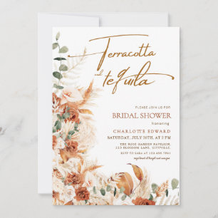 Boho Pampas Terracotta & Tequila Bridal Shower Invitation