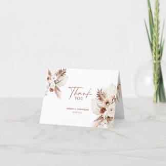Boho Pampas Terracotta Wedding Thank You Card