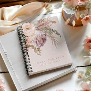 Boho Pampas Watercolor Floral Personalized Notebook