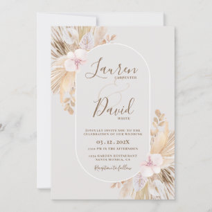 Boho Pampas Wedding Invitation