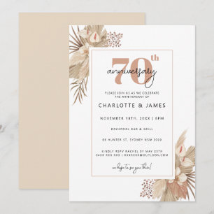 Boho Pampass Grass 70th wedding anniversary Invitation