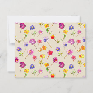 Boho Pansies Whimsical Hand-Illustrated Wildflower Thank You Card
