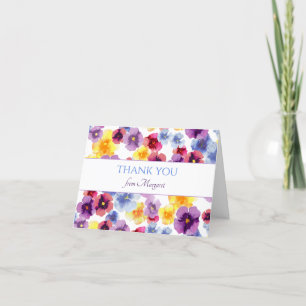 Boho Pansy Wildflower Cute Elegant Birthday Party Thank You Card