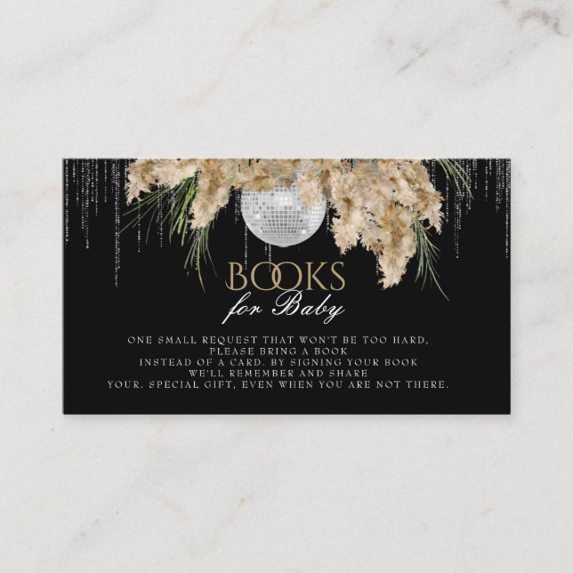 Boho Papmas Grass Disco Baby Shower Books For Baby Enclosure Card (Front)